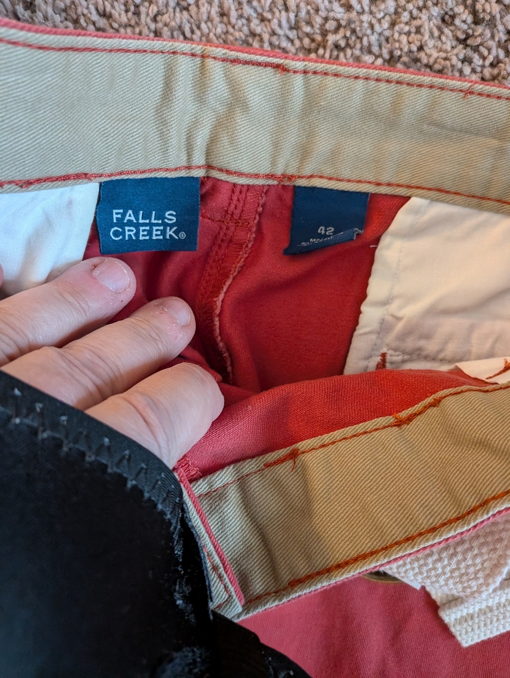Falls Creek Two-Tone Cotton Shorts - Green & Red With Belts 1 Pair Of Chaps Beig - Picture 5 of 7